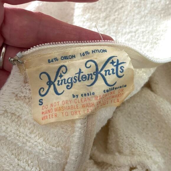 VINTAGE RARE Kingston Knits Womens Halter Maxi Dress 1970s 1960s White Summer - Picture 8 of 10